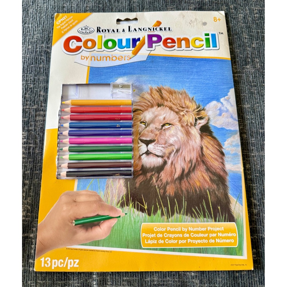 Royal & Langnickel Color Pencil by Number Kit Lion CPN27 13pc New Wildlife Art